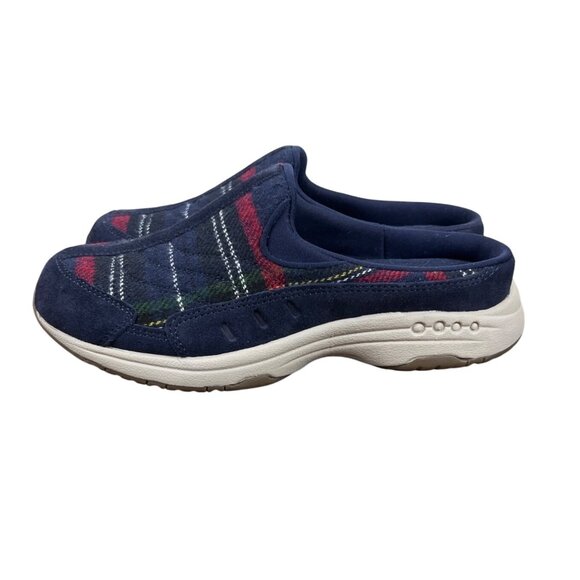 Easy Spirit Travel Time 701 Dark Blue Suede Plaid Slip-On Clogs Womens 7M - Picture 5 of 8